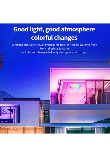 Yaozixa "16 Milyon Renk Seçeneği İle Uzaktan Kumandalı Led Tavan Lambası - Yatak Odası Ve Salon İçin Ayarlanabilir Aydınlatma" Beyaz