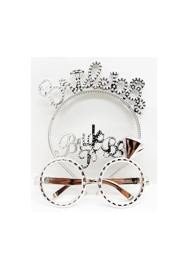 Bride To Be Yazılı Taç Ve Bride To Be Yazılı Gözlük Seti Gümüş Renk