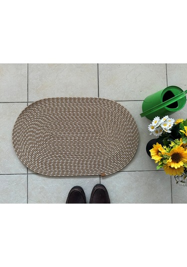 Jüt Düz Banyo Paspası Oval 45 X 75 Bej