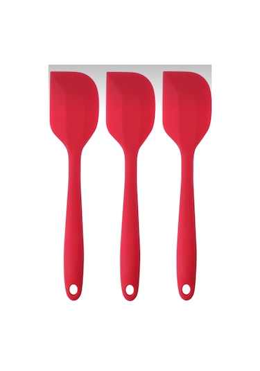 Pink Rose büyük boy silikon spatula, hamur  sıyırıcı (3lü set)