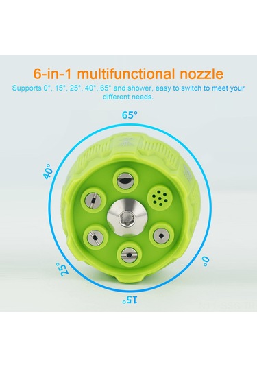 Springsun Ev İçin Yeşil 6'lı Çok Fonksiyonlu Hızlı Bağlantıli Yüksek Basınçlı Yıkama Makinesi Nozzlesi Düz-liman Şekli
