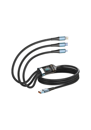 100w Hızlı Şarj Kablosu Çoklu Şarj Kablosu Naylon Örgülü Çoklu