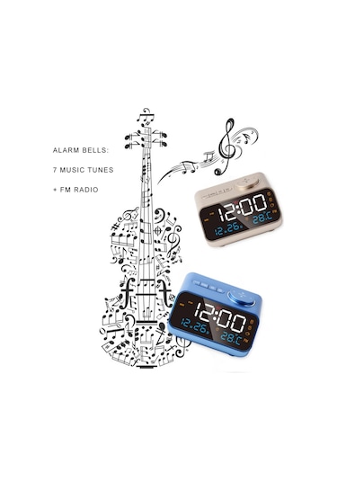 Mordern Fm Radyo Led Çalar Saat Başucu Uyanma. Dijital Masa Takvimi Black