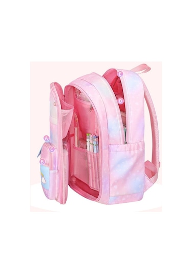 Maoyaya Fengdong Okul Çantaları Kızlar İçin Sevimli Gökkuşağı Kitap Çantası İlköğretim Çantaları 42017486 Pembe