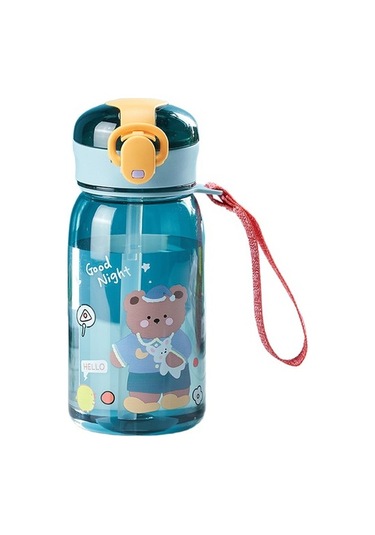 "gıanxı Çocuk Su Emzikli Bardak Pipetli Karikatür Sızdırmaz Su Şişeleri Açık Hava Taşınabilir Içecek Şişesi Çocuklar Için Sevimli Bardak " De7s3n MAvi