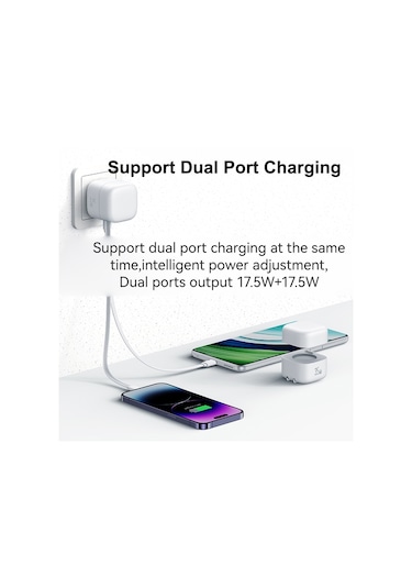 Usams Us-cc203 Smf Serisi Pd35w Çift Tip-c Bağlantı Noktalı Gan Hızlı Şarj Cihazı, Abd Tak Siyah