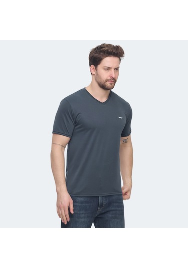 Slazenger KRAKKER Erkek V Yaka Antrasit Tişört