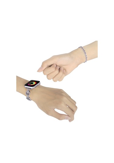 iOS Uyumlu Serisi Kristal Doku Metal Saat Kordonu 9-8-7 41mm / Se 3-se 2-6-se-5-4 40mm / 3-2-1 38mm