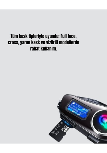 Su Geçirmez Bluetooth 5.3 Kask Kulaklığı 1000mah Bataryalı