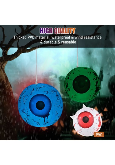 Dofolink 2 Adet 60cm Rgb Led Işıklı Şeytan Gözü, Kumandalı 16 Renk 4 Dinamik Mod, Ip68 Su Geçirmez, Halloween Bahçe Dekorasyonu Kırmızı + Mavi Diğer