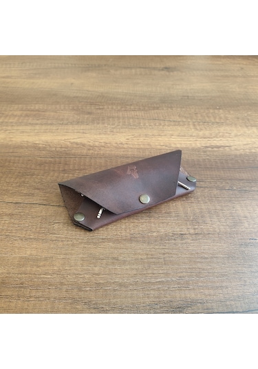 Sumerian Leather Craft Deri Gözlük Kılıfı Kahverengi