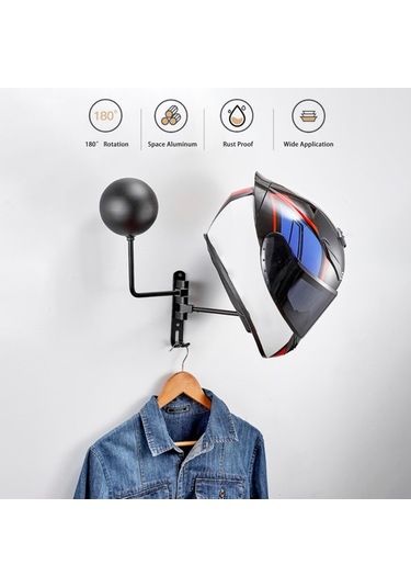 Ulzyvf Döner Çift Toplu Motosiklet Kask Askısı - Duvar Montajlı, 180 Dönüş