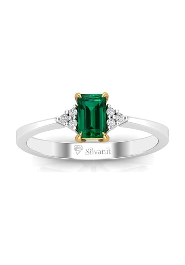0,50 Karat Pırlantalı Zümrüt Yüzük (464656875)