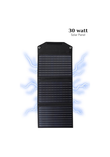 Taşınabilir Güneş Paneli Katlanabilir 30w 18v 1.66a Pv Modülü Güç İstasyonu Üç Yüzlü Monokristal Güneş Pili