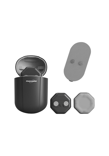 Ruicoo Portatif Düşük Frekanslı Puls Massage Aleti - Bacak, Bel, Omuz, Boyun İçin Mini Masajcı - 2 Ana Ünite + 2 Yama + Şarj Kutusu + Kumanda - Siyah Siyah