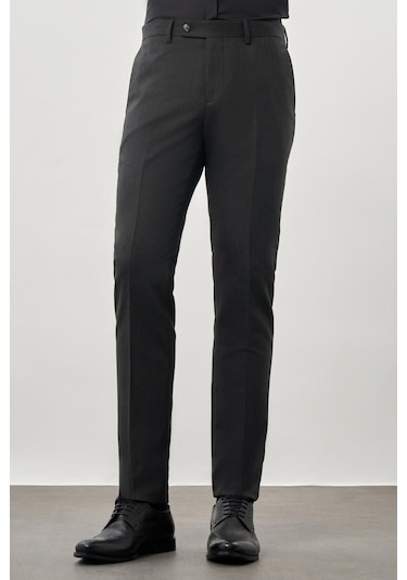 Koyu Antrasit Düz Gabardin Esnek Yan Cep Slim Fit Classic Pantolon 1003245209 070 Koyu Antrasit