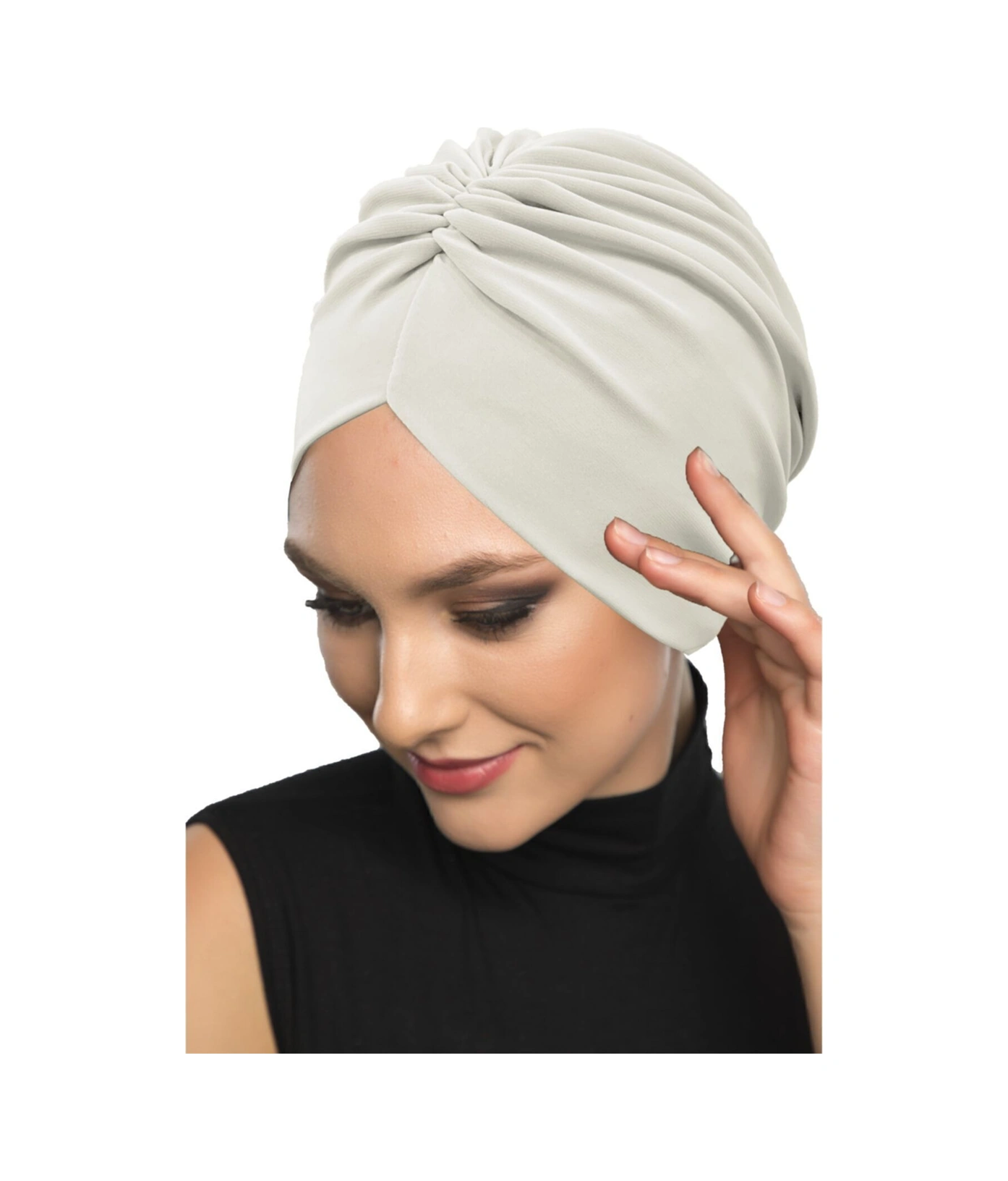 Büzme Çift Taraflı Krem Hazır Türban Tesettür Havuz Bonesi Krem