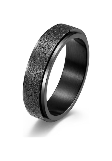 Siyah Titanyum Çelik Yüzükler Erkekler İçin Buzlu Dönebilen Çift Yüzük Kadın Sıkışt Yüzükler Moda Öğrencileri Çelik Yüzük 56888906