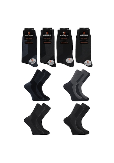 Erkek Havlu Pamuklu Kışlık Çok Renkli Soket Çorap Termal 4'lü Paket Çok Renkli