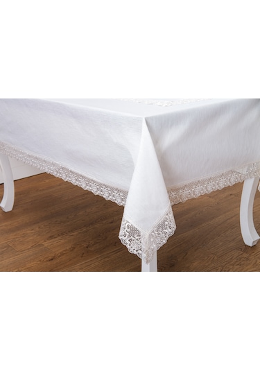 Finezza Gilda Lüx Dantelli Simli Kumaş Krem Masa Örtüsü  160x220 cm -1468