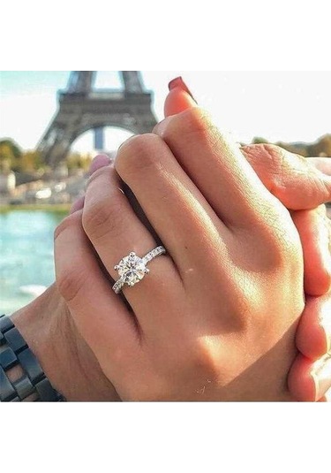 Dancemonkey Zirkon Yüzükler Trendy Tasarım Takı Pençeleri Moda Kristal Kadınlar Kadın Kadın Için Hediye Gümüş Düğün Alyans Aksesuarları 6 Bx Gümüş