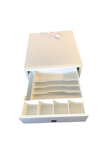 Küçük Boy Butonla Açılabilen 4+4 Gözlü Yazar Kasa Para Çekmecesi