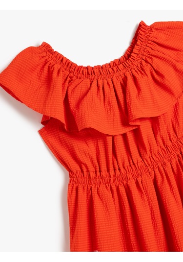 Koton Fırfır Detaylı Kayık Yaka Kolsuz Elbise Kırmızı 5skg80026aw Kırmızı