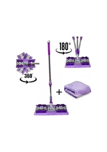 Fayans Duvar Yüzey Temizlik Mikrofiber Mandallı Mop + Yedek Bez