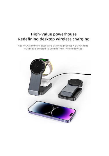 3in1 Magsafe Uyumlu 15w Kablosuz Şarj Standı İphone Ve Apple Watc