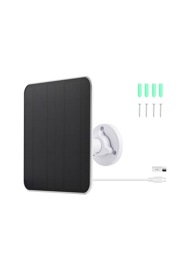 Mufunye Güneş Enerjili Güvenlik Kamerası Şarj Paneli - 5w Mikro Usb, 300cm Kablo