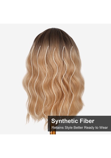 Pretfy 38cm Kahküllü Kısa Saç Peruk Dalgalı Sarı Saç Peruk İsıya Dayanıklı Sentetik Kadınlar İçin Cosplay Parti Günlük Kullanım