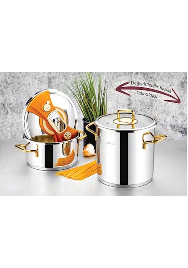 ÖZLİFE 463 DOLCE 4 PRÇ DÜDÜKLÜ TENCERE SETİ-SADE GOLD Inox