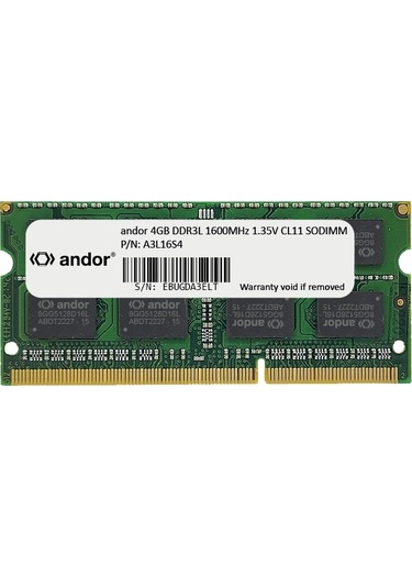 Andor A3L16S4 4 GB DDR3L 1600 MHz SODIMM Dizüstü Ram