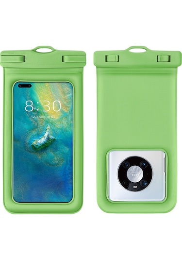 Mufunye Yeşil Büyük Boy Üniversal Su Geçirmez Telefon Çantası - Yüzme, Dalış, Spor İçin 99% Telefon Modeline Uygun, Pvc Malzemeyle Dayanıklı