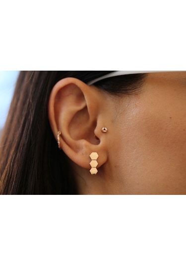 Reis Kuyumculuk T10335 Honey Line Altın Küpe