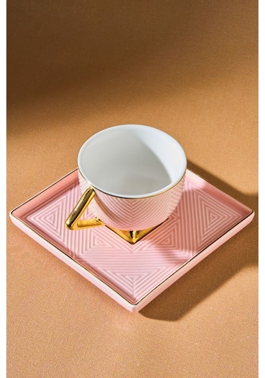 Karaca  Art Deco 2 Kişilik Kahve Fincan Takımı 80 ml Pembe
