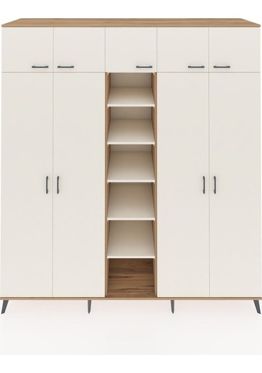 Kronos Dolap 18 Raflı 9 Kapaklı 220x59x243 Çam-aytaşı/aytaşı Aytası/aytası