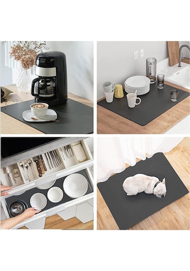 70 Cm X 30 Cm Bulaşık Kurutma Örtüsü Siyah Tezgah Üstü Bulaşık Matı Bulaşıklık Çok Renkli