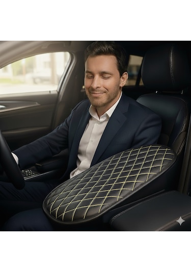 Fiat Egea Deri Oto Kolçak Kılıfı, Kaliteli Süngerli Sarı Nakışlı.