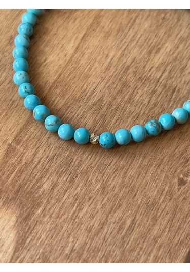 14 Ayar Alltın Dorikalı Doğal Firuze Taşlı Şık Altın Bileklik Altın