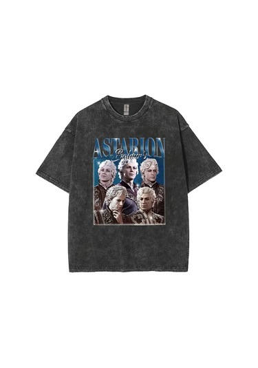 Dshztooma Baldurs Gate 3 Astarion Vintage Elf T-shirt - Erkek/kadın Rahat Yıkama Y2k Tshirtmor Mor