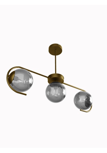 Ayza Modern Metal Gövdeli 3'lü Cam Küre Avize Tavan Aydınlat...