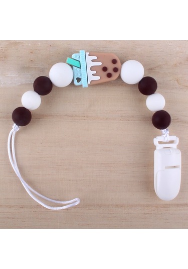 Bebek Gıda Sınıfı Silikon Emzik Zinciri Bebek Süt Fincan Silikon Molar Diş Kaşıyıcı Oyuncak Emzik Diş Kaşıyıcı Zinciri Şeffaf