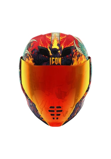Icon Airflite Blegh Mıps Kapalı Motosiklet Kaskı Siyah Yeşil Turuncu