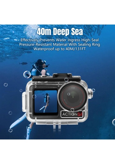 Djı Osmo Action 5 Pro / 3/4 Startrc 40m Sualtı Su Geçirmez Muhafaza Dalış Çantası İçin Siyah