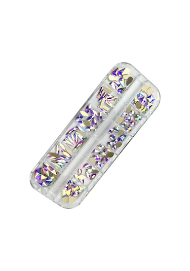 3 Boyutlu Tırnak Sanatı Yapay Elmasları, Kendin Yap Tırnak Sanatı Dekorasyonu İçin Düz Kristal Taşlar