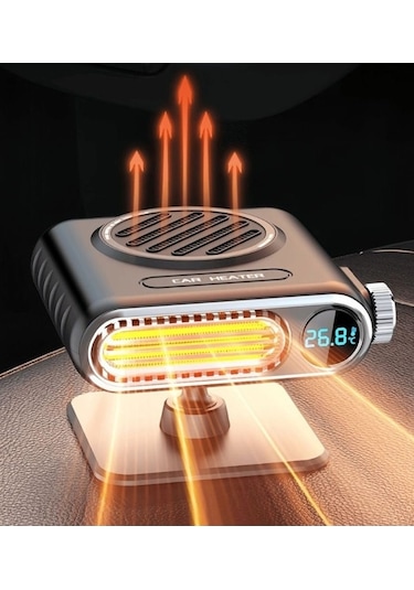 Vkemall 12v Araç Isıtıcı Fan - Akıllı Sayısal Ekranlı, Sedan, Hatchback Ve Suv İçin Uygun Siyah