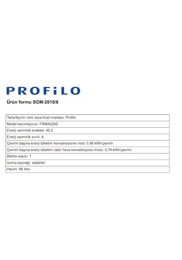 Profilo FRMA226S 66 LT Ankastre Fırın