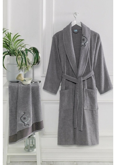 Elmira Erkek/Kadın Havlulu Banyo Bornozu Pamuklu Bay Bayan Bornoz (482439539)