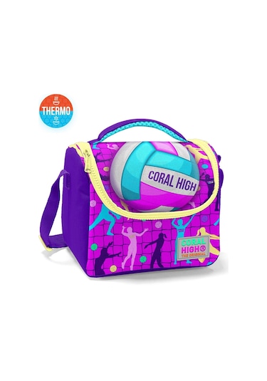 Coral High Kids Pembe Mor Voleybol Desenli Thermo Beslenme Çantası 11761
